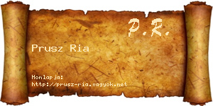 Prusz Ria névjegykártya